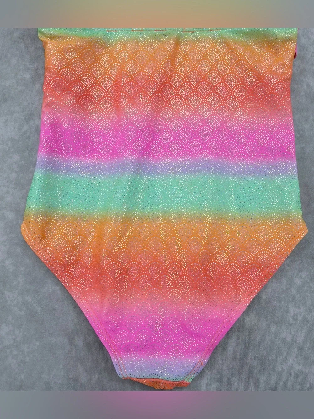 Limited Too Girls M 10-12 Rainbow Ruffle One-Piece Swimsuit -Pink, Orange, Green